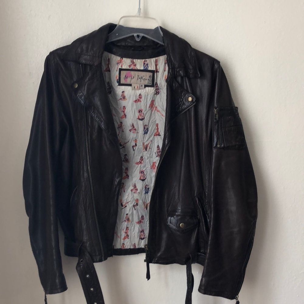 Brown genuine leather jacket